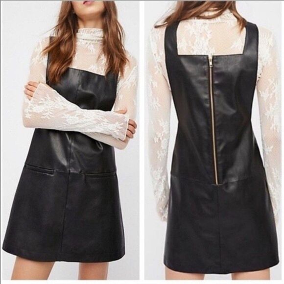 Urban Outfitters Black Vegan Leather Dress - Picture 1 of 6